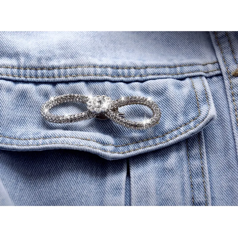 

2020 Spring New Diamond Denim Jacket Women Casual Detachable Folds Long Sleeve Big Pocket Loose Outerwear Female Clothing G715