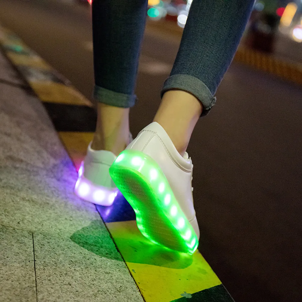 

YOUYEDIAN shoes woman platform LED Light Lace Up Luminous USB Charge platform Casual Sport Sneaker Unisex Casual Shoes #35