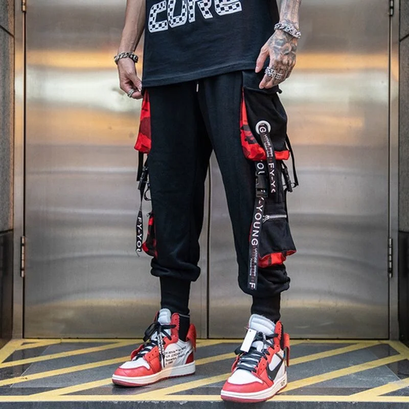 

Брюки-карго SHZQ мужские в стиле хип-хоп, джоггеры, спортивные штаны, комбинезон, уличная одежда с лентами, брюки-султанки, модные штаны