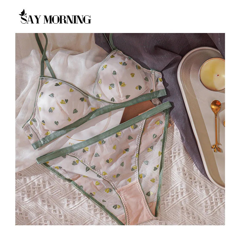 Комплект женского нижнего белья SAY MORNING бюстгальтер с вышивкой в виде сердца без