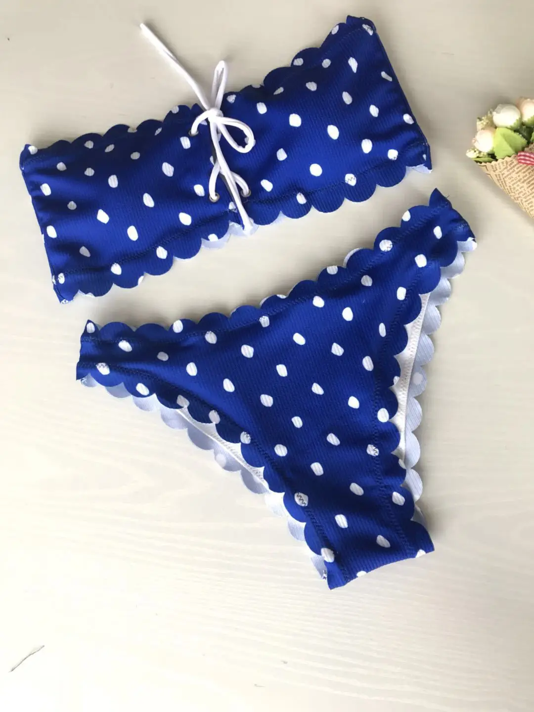 Мини-бикини сексуальный купальник раздельный в горошек принт стринги бикини