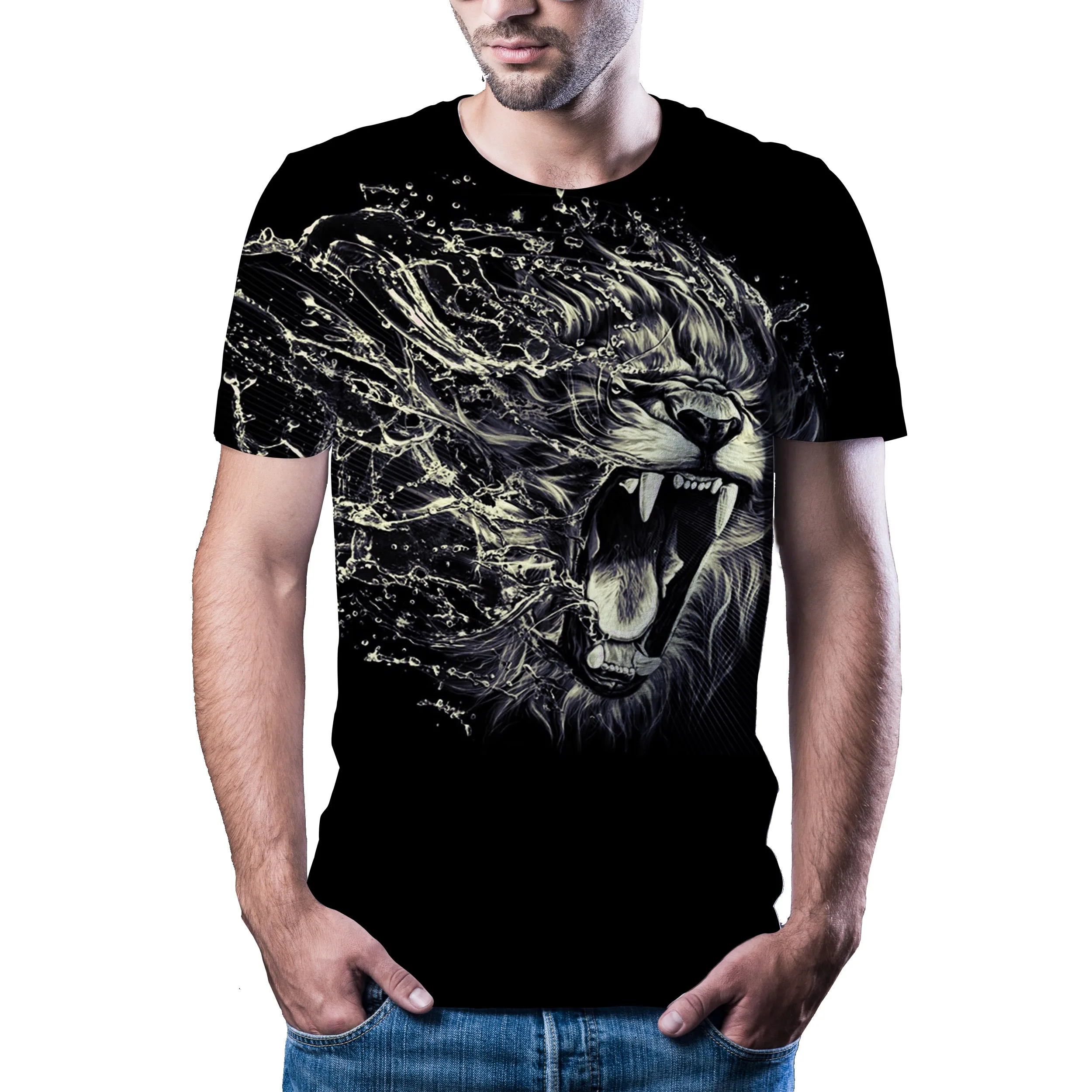 

Men's T-shirt 3D printed animal tiger T-shirt short sleeve funny design casual top T-shirt male Halloween T-shirt Asian sz 6XL
