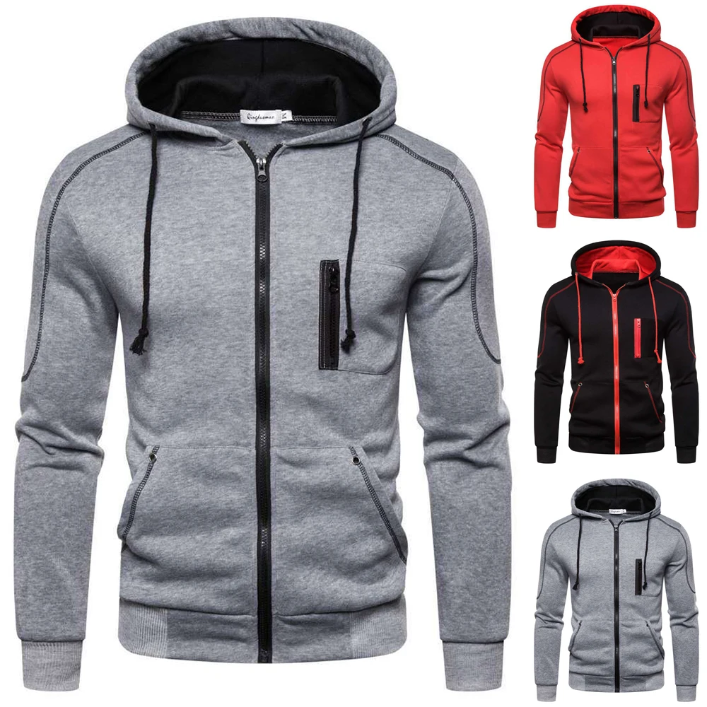 

Cofekate Hoodies for Men Full Zip Hoodie Sweatshirt Casual Slim Fit Lounge Wear Warm Hooded Jacket Outwear Man Hoodie