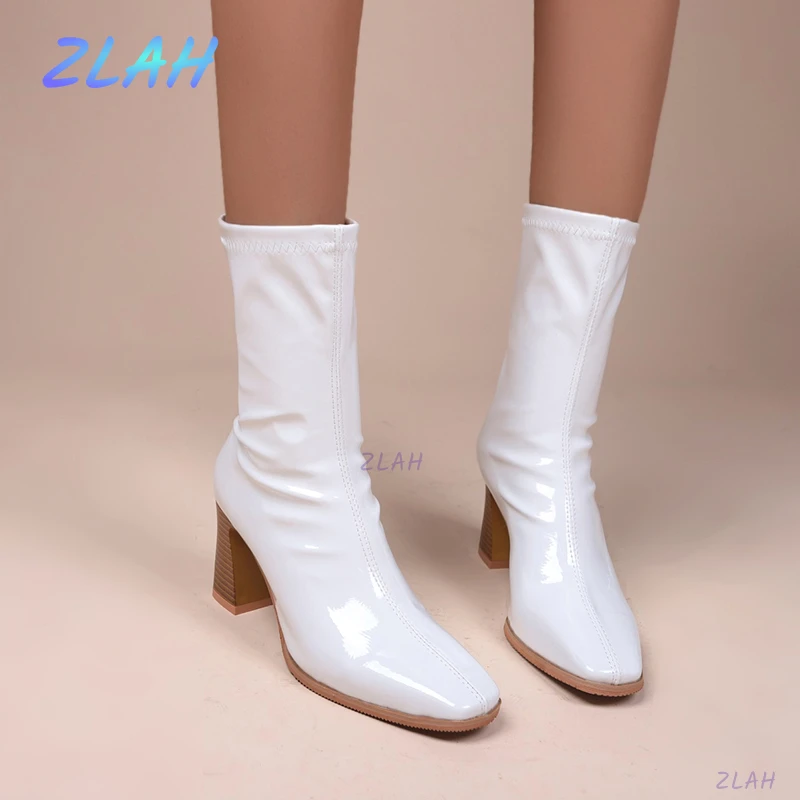 

Women's Fashion Boots Women's Mid-Tube Ankle Boots Zlah Winter Short Boots Women's Shoes Side Zipper High Heel Boots