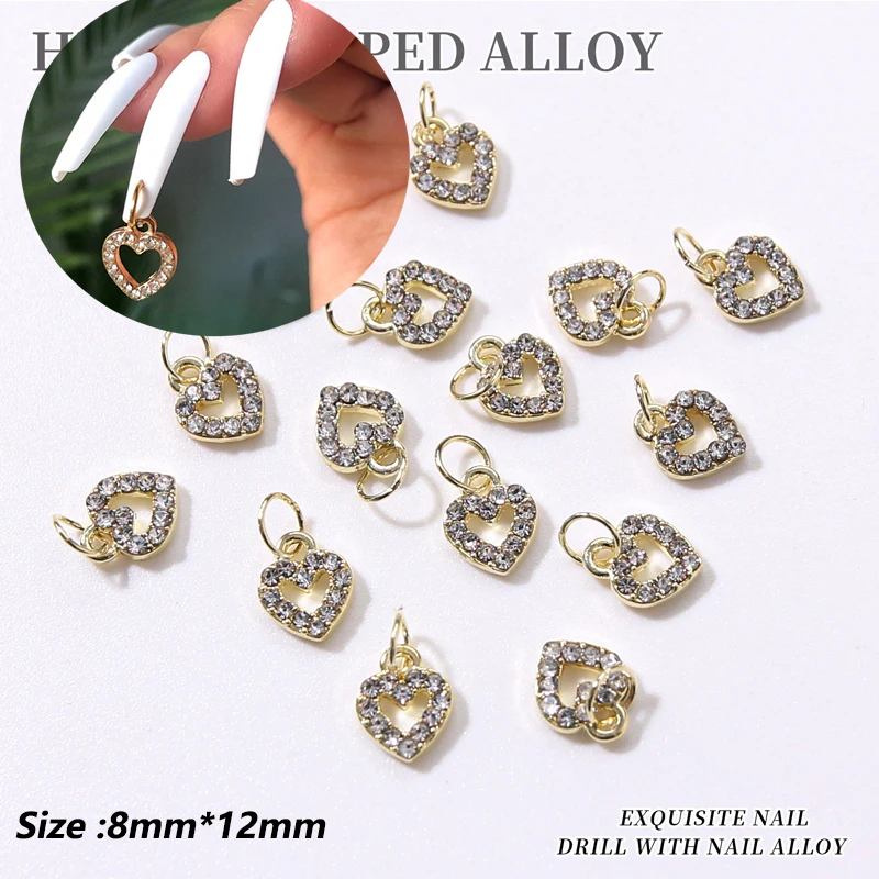 

8X12mm"Hollowed-LOVE"Shapes Pendant Nail Charms||10PCS/Bag Heart Jewelry For Nail Art Decorations|| Hollowed Diamond-Inlay Charm