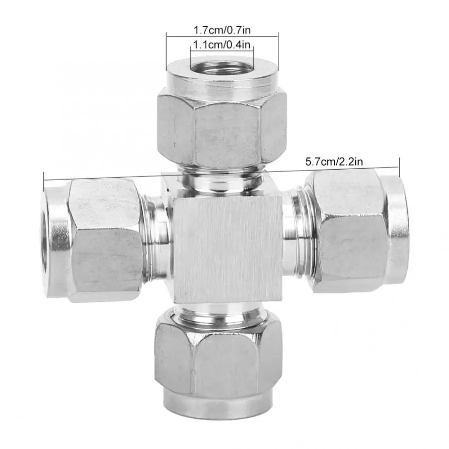 

Pipe Fittings Stainless Steel 4-Way Tube Connector Water Pipe Nut Fittings Adapter pipe connection