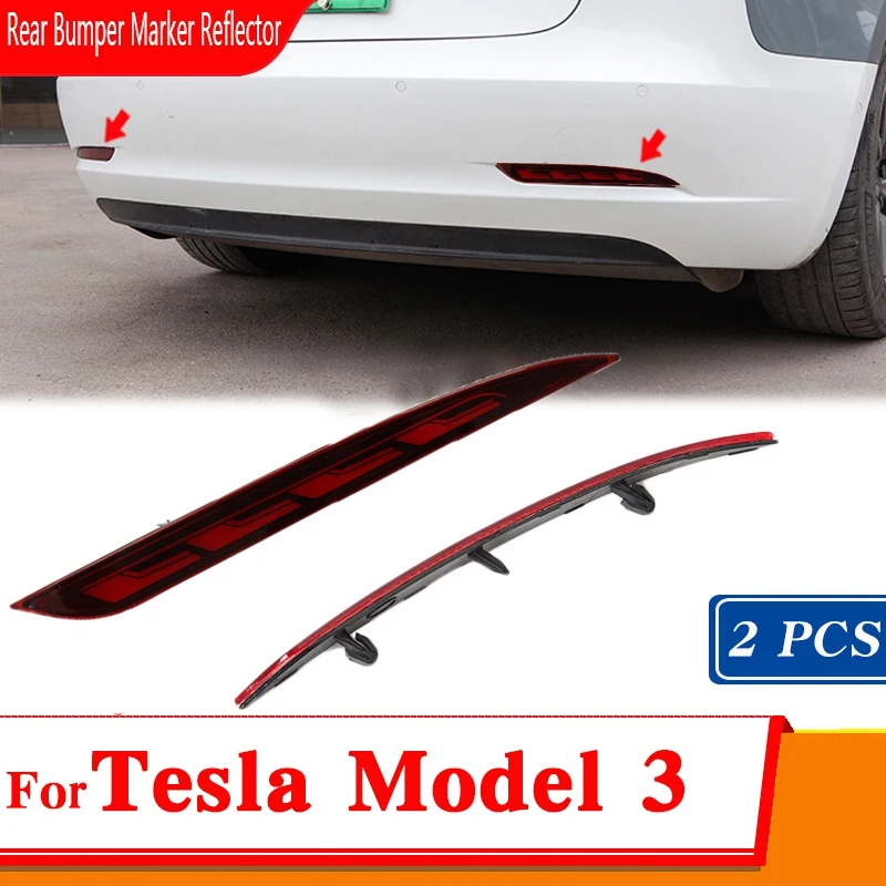 

1Pair Left & Right Rear Bumper Marker Reflector Red Rear Bumper Lights Assembly for Tesla Model S 2014-2020