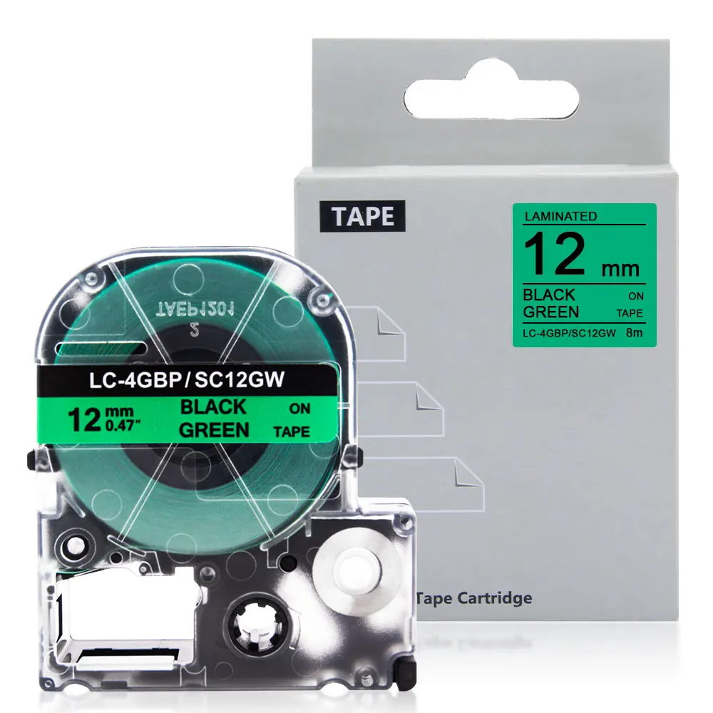 UniPlus черный на зеленом SC12GW зеркальные ленты для этикеток 12 мм замена Epson King Jim