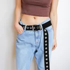 Ремень унисекс BLA, из парусины, с двойным рядом отверстий, с пряжкой со штифтом