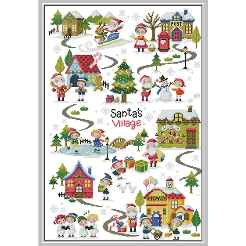 Вышивка крестом наборы для вышивания 14CT Рождественский городок | Дом и сад