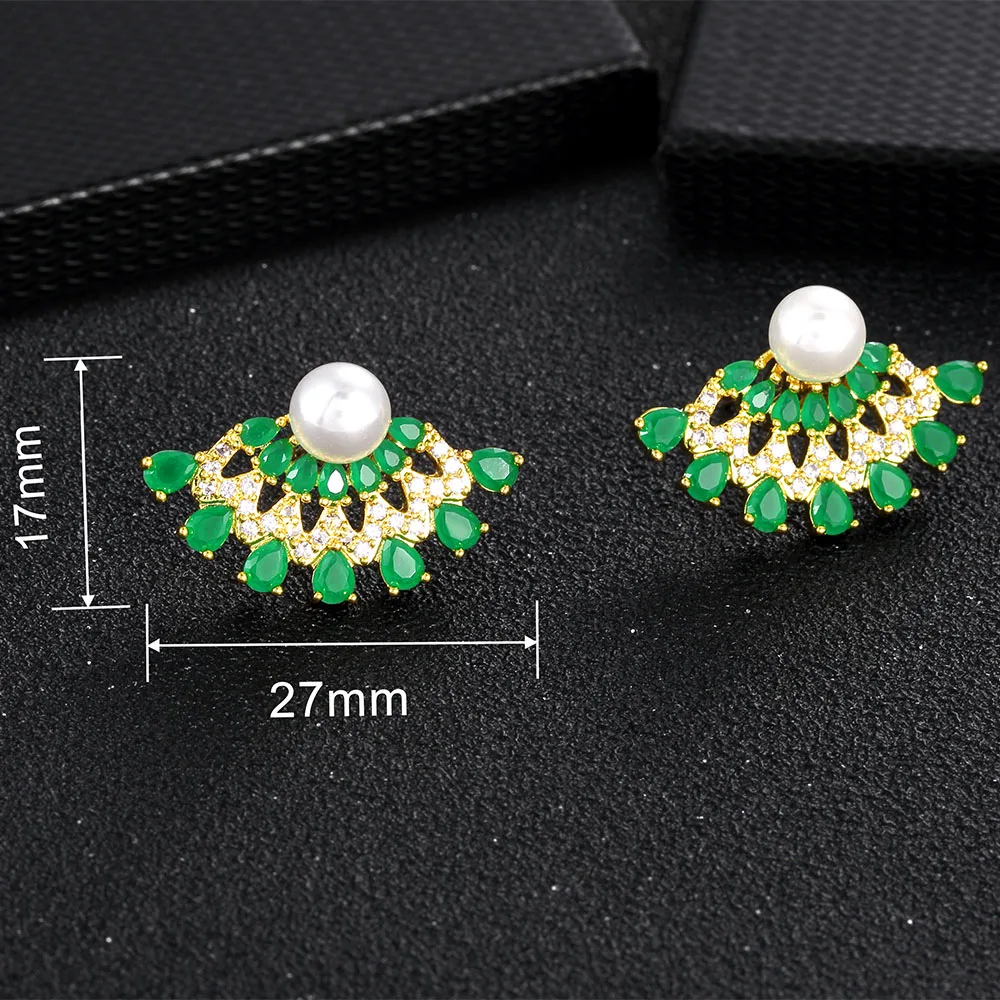 Новинка хит продаж модные серьги гвоздики с жемчугом цирконием геометрическими