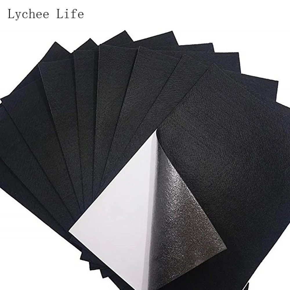 Lychee Life A4 Black Felt Fabric Adhesive Sheets Velvet Sheet With Sticky Glue Back For Diy Handmade Sewing Crafts