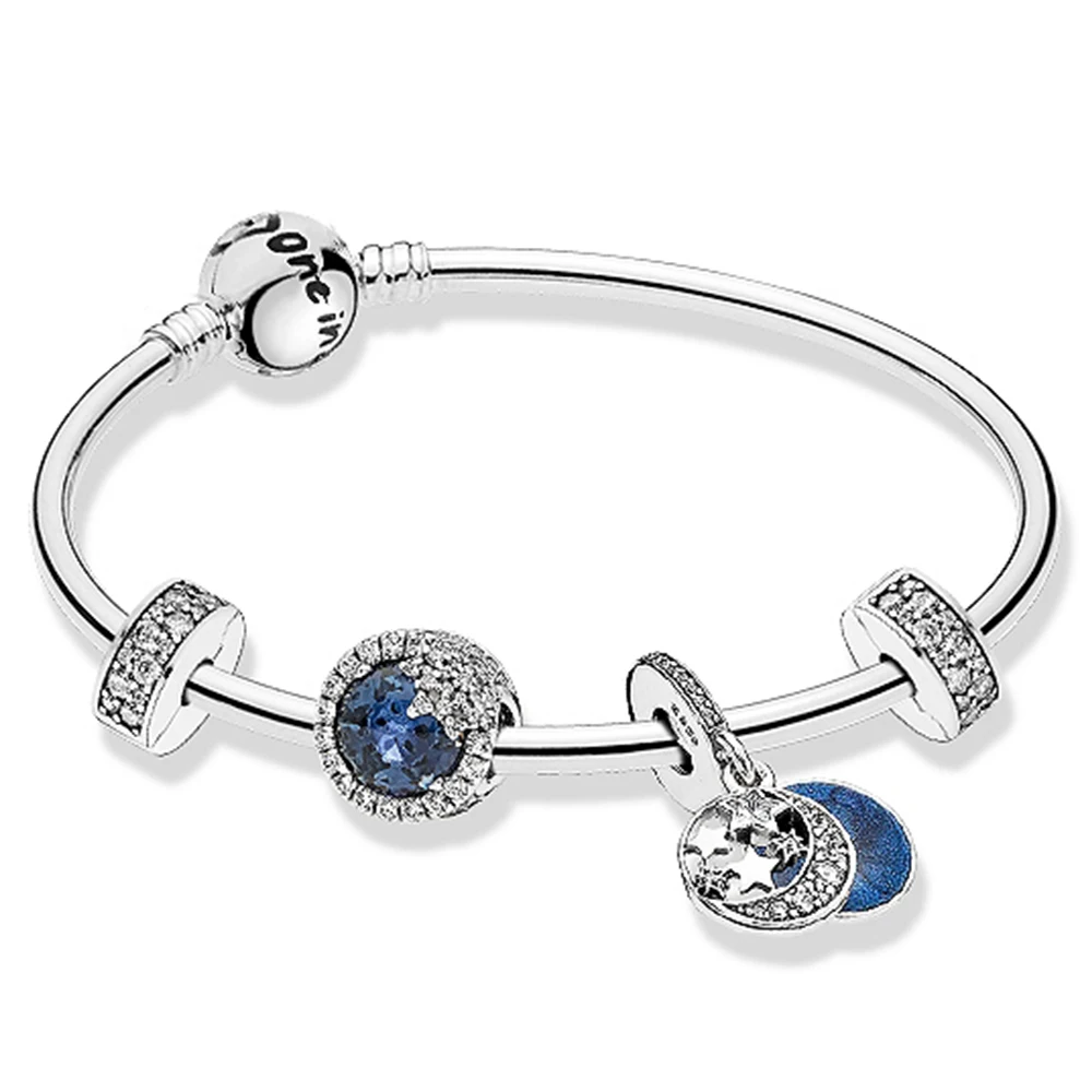 

2020 100% 925 Sterling Silver Snow Night Star ZT0422 Bracelet Set Girlfriend Gift Original Beads DIY Jewelry Making Berloque