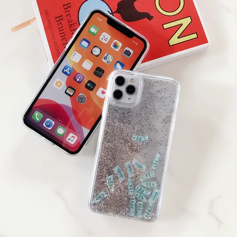 

Quicksand dynamic dollar phone case for iphone xr cases gold floating liquid back cover for iphone x xs 11 Pro max 7 8 Plus capa