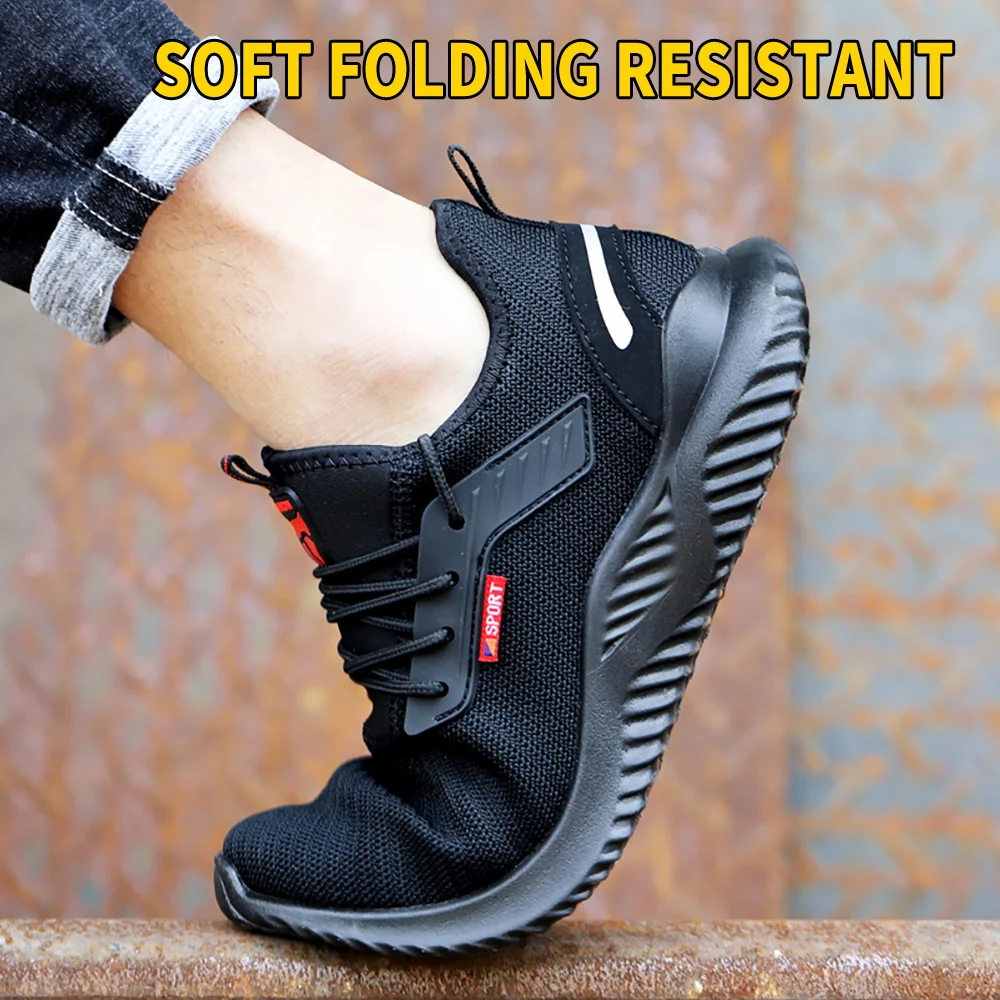 

Anti-Smashing Steel Toe Puncture Proof Construction Lightweight Breathable Sneakers Men Women Air Light Boots Work Safety Shoes