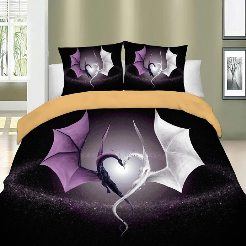 Фиолетовый и белый динозавр постельное белье галактика Комплект постельного