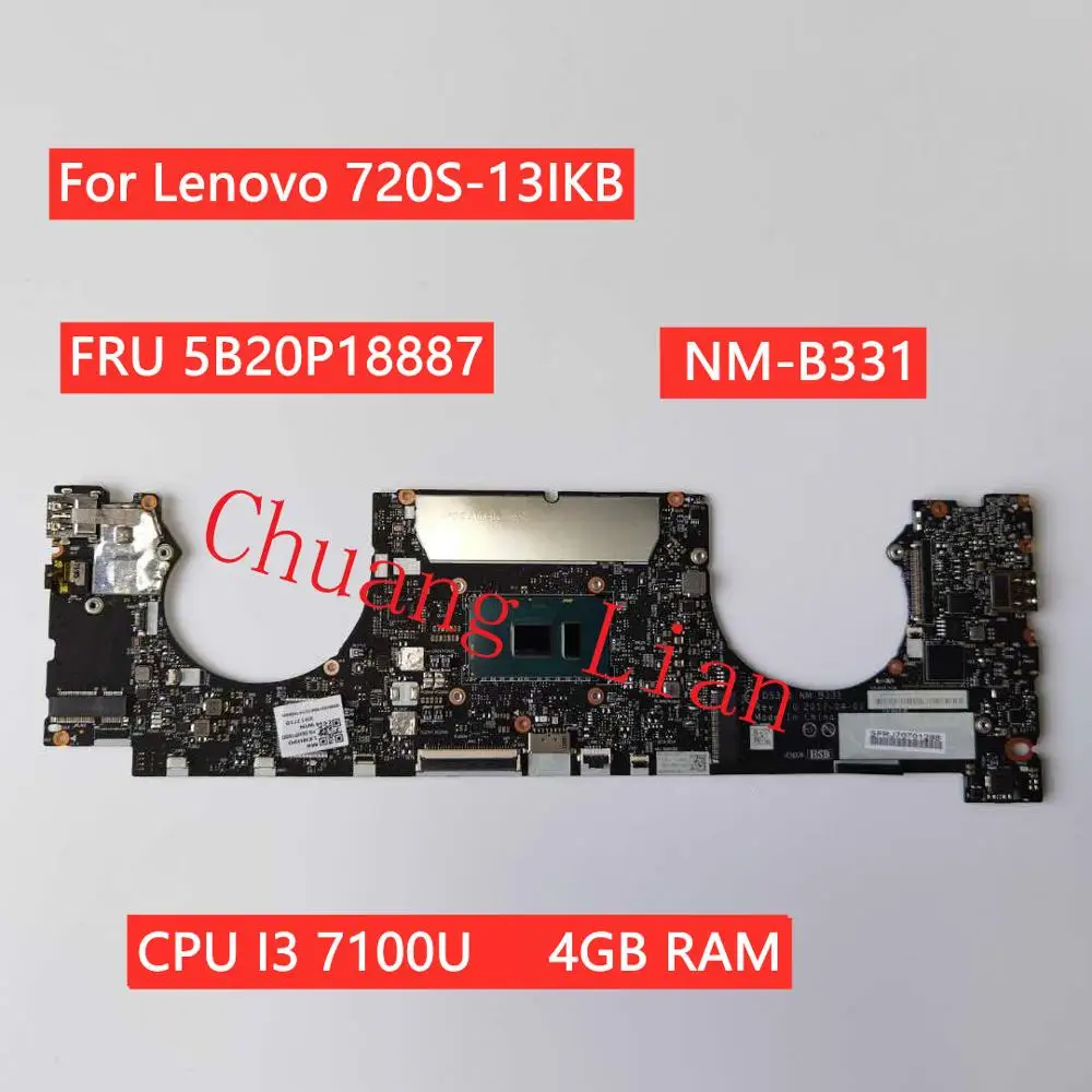 NM B331 для Lenovo Ideapad 720S 13IKB материнская плата ноутбука с процессором I3 7100U 4G RAM FRU 5B20P18887