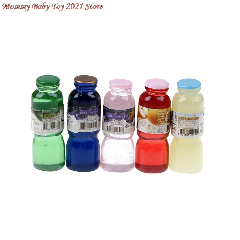 

5Pcs 1:12 Scale Miniature Dollhouse Drink Bottle Mini Food Play Doll House Children Kitchen Toys
