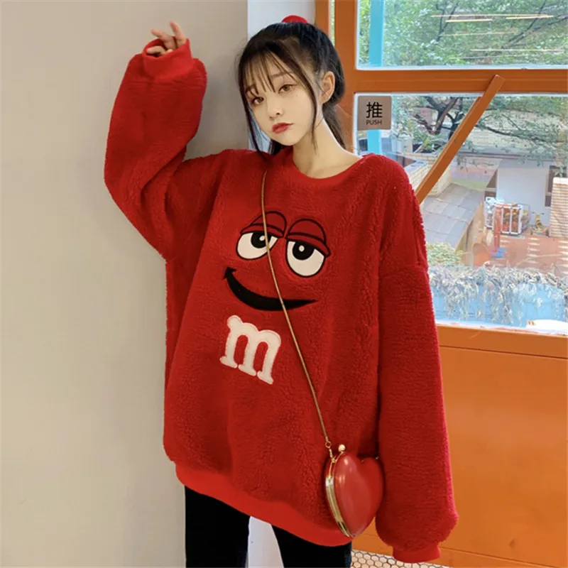 

Women Hooded New Lamb Wool Sweat shirt Female Hedging Coat Women Loose Plus Thicken Sportswear Short Keep warm Tracksuit A166