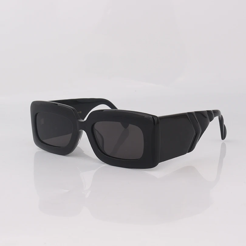 

Black Acetate rectangular sunglasses women fashion chunky sunglasses for men wide temples