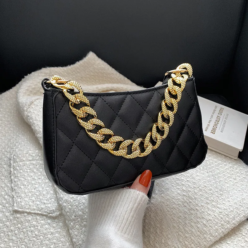 

Fashion Check Embossed Handbags New PU Leather Chain Shoulder Bag 2022 Fashion Texture Shopping Bag Zipper Embossed Underarm Bag