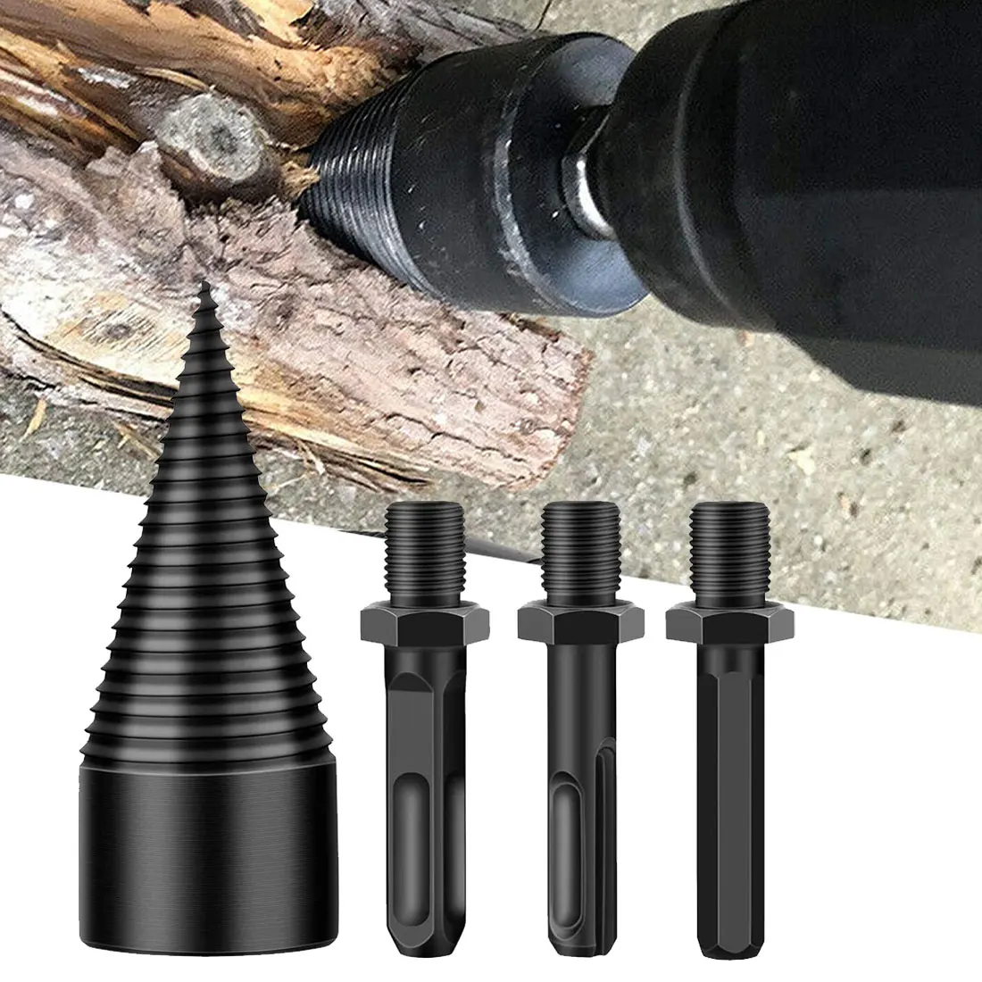 

32mm Split Drilling Firewood Splitter Machine Drill Wood Cone Reamer Punch Driver Step Drill Bit Woodworking Tool Hex Shank