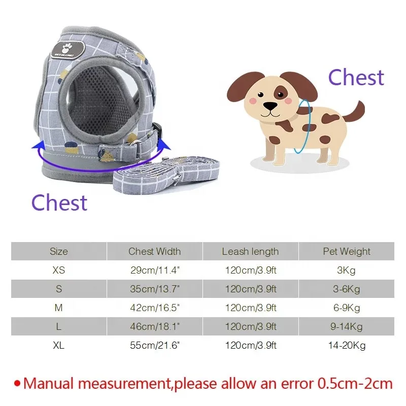 

Dog Chest Strap Adjustable Nylon Mesh Vest Harness Soft Breathable Dog Harness for Dogs Puppy Collar Cat Pet Dog Harness Vest