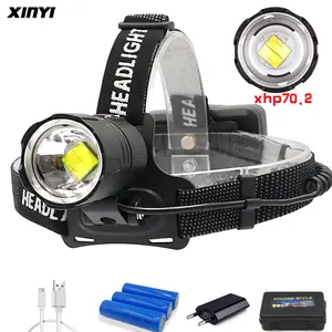 Мощный светодиодный налобный фонарь XHP70.2XHP50, фонарь с 3 режимами масштабирования, уличный фонарь для рыбалки, кемпинга, 900 люмен
