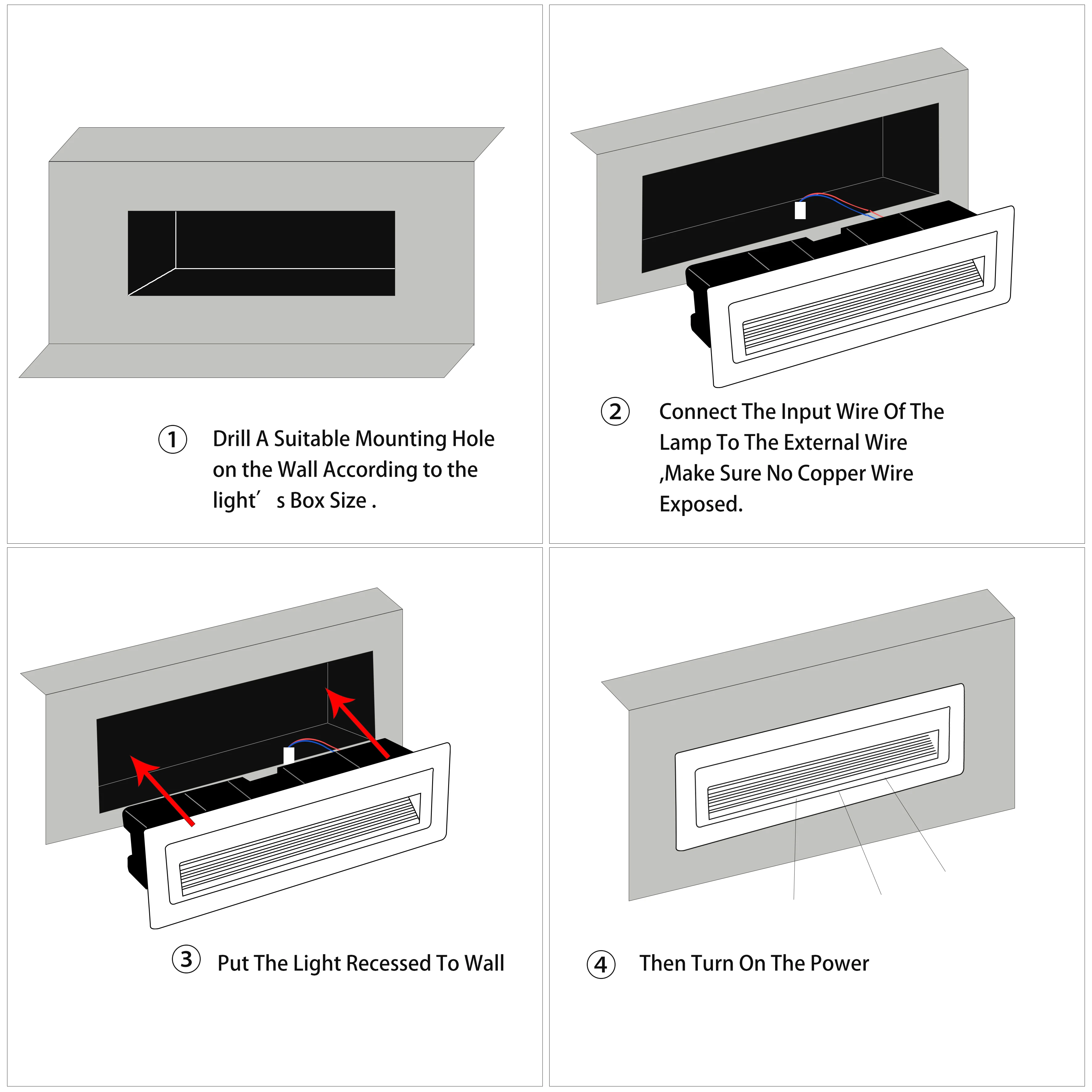 

Led stair light step lights 6W SMD 210*60mm AC85-265V Aluminum outdoor indoor waterproof Embedded staircase Wall lamp