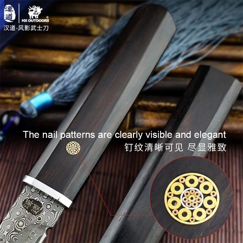 Нож для выживания Hando из дамасской стали с зернистой розой портативный карманный