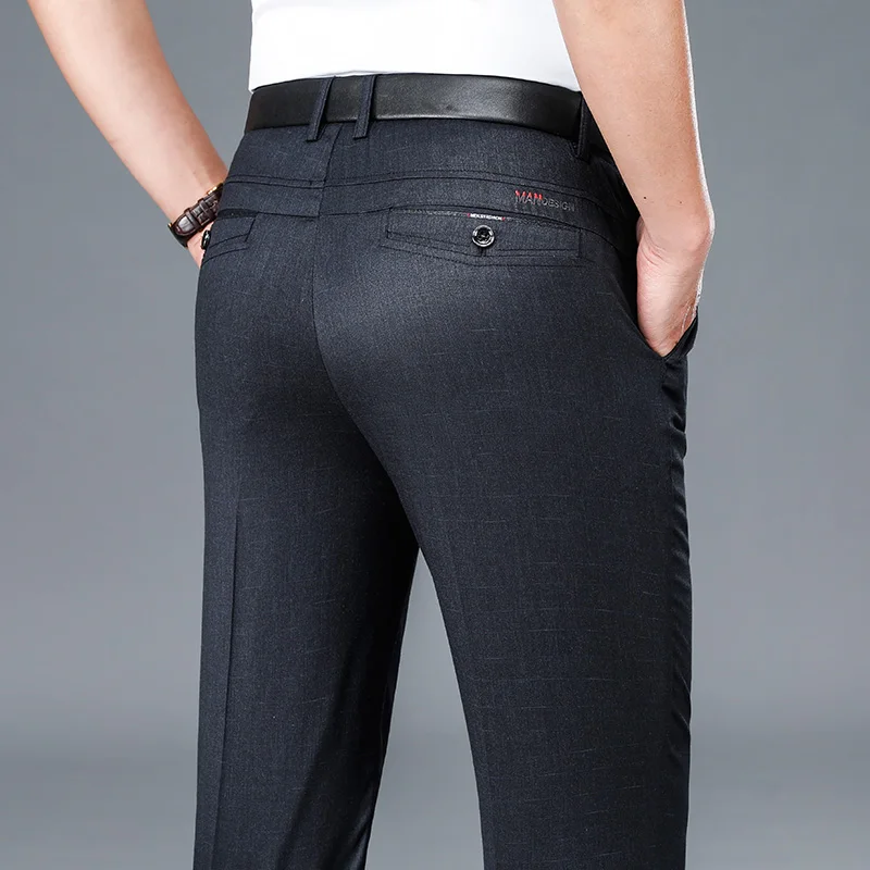 

Весна-лето 2022, мужские бриджи, Модные свободные повседневные брюки с высокой талией для мужчин среднего возраста, брендовые тянущиеся тонки...