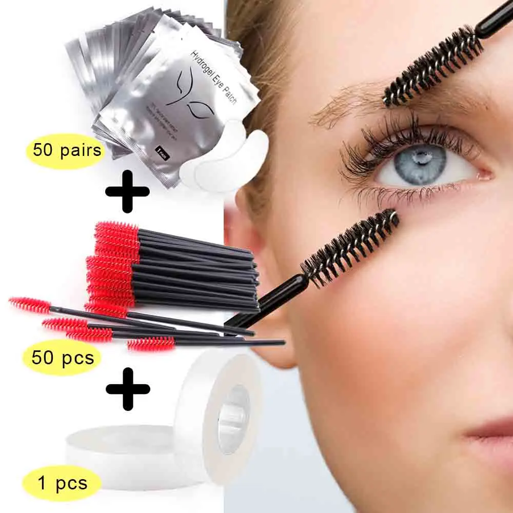 50 пар накладки для наращивания ресниц 1 рулон лента шт одноразовая щетка