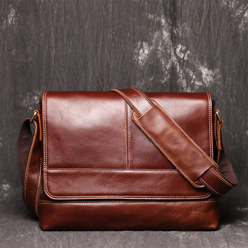 Mens Crazy Horse Leather Messenger Bag A4 Document Case Satchel Bags | Багаж и сумки