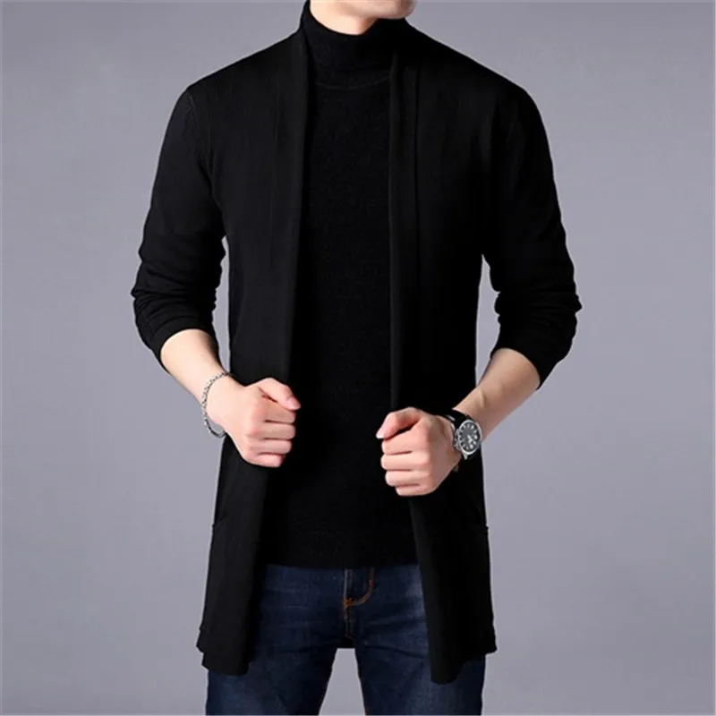 

Sweater Coats Men New Fashion 2021 Autumn Men's Slim Long Solid Color Knitted Jacket Fashion Men's Casual Sweater Cardigan Coats