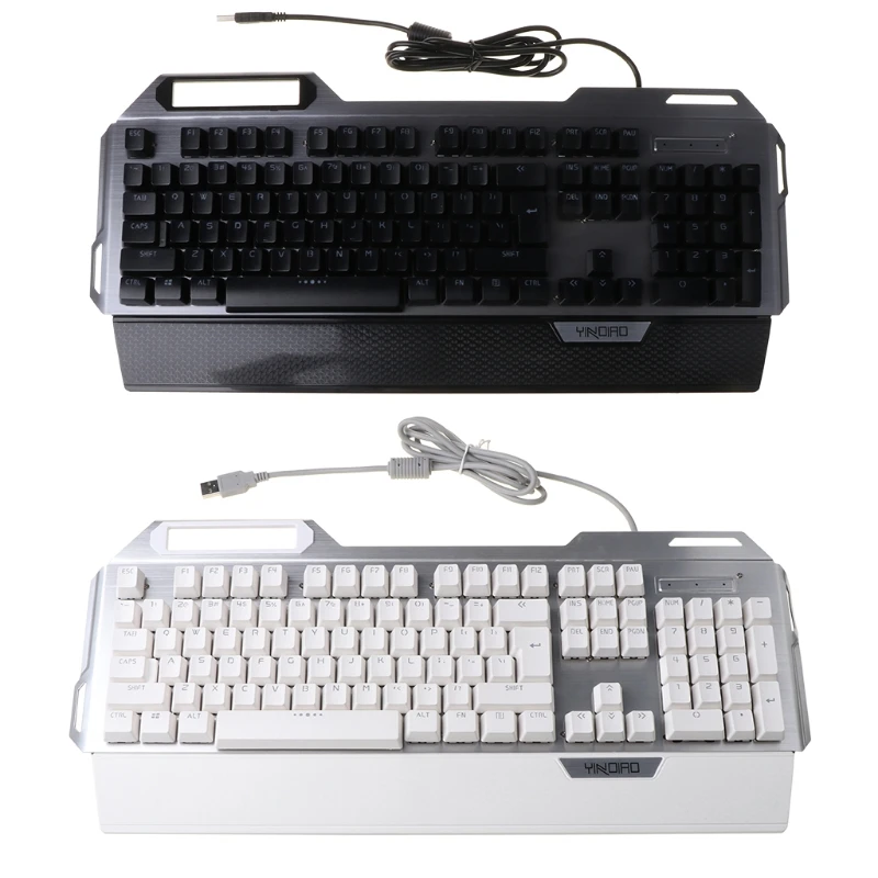 

Игровая USB-клавиатура с подставкой для телефона, 104 клавиш, 7 цветов, RGB, из алюминиевого сплава, для киберспорта, W8ED