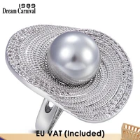 dreamcarnival 1989 new version handmade jewelry amazing price cocktail party wedding synthetic grey pearl women ring sj12291r1