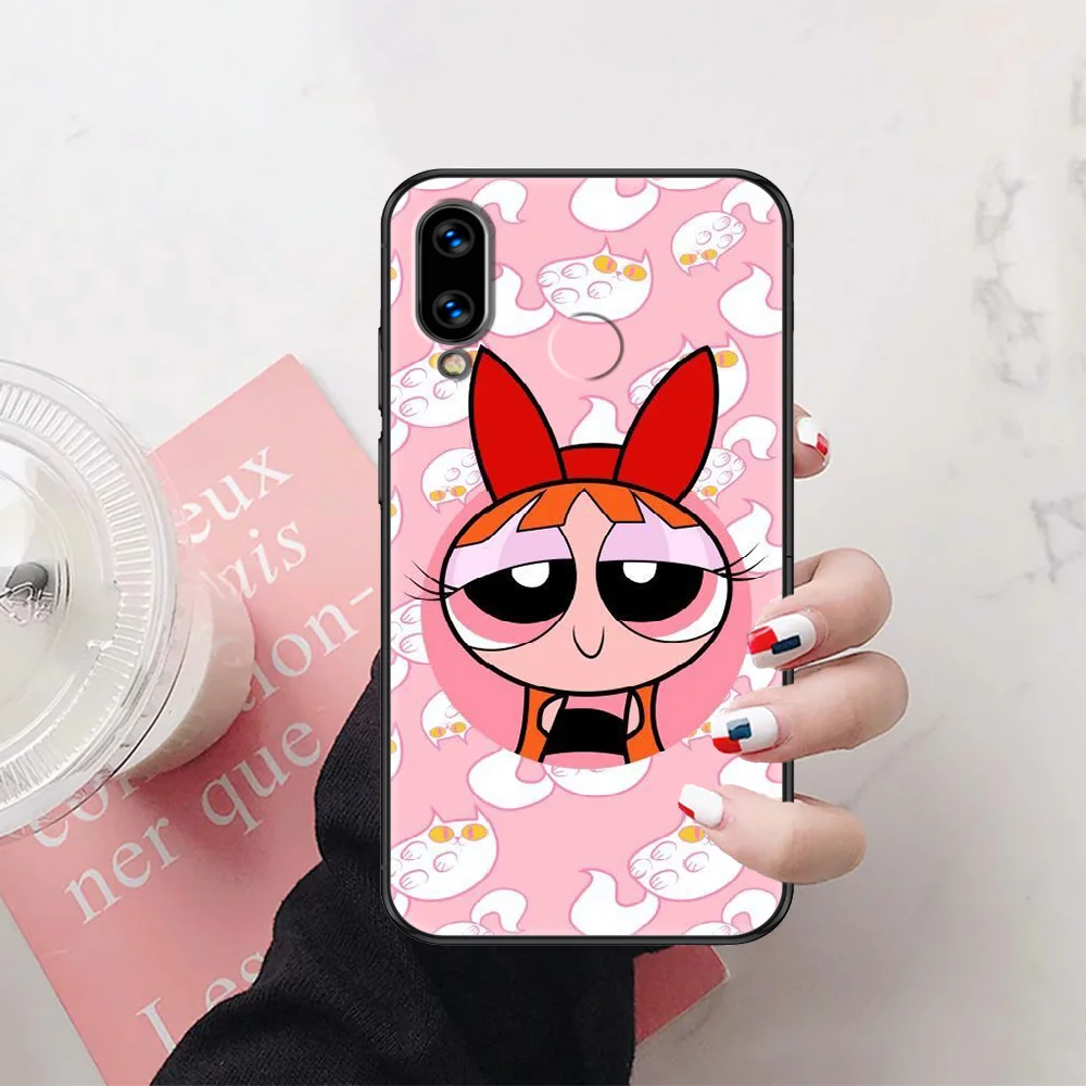 

Cartoon Power Girl Police woman Phone case For Huawei Honor 6 7 8 9 10 10i 20 A C X Lite Pro Play black fashion shell trend