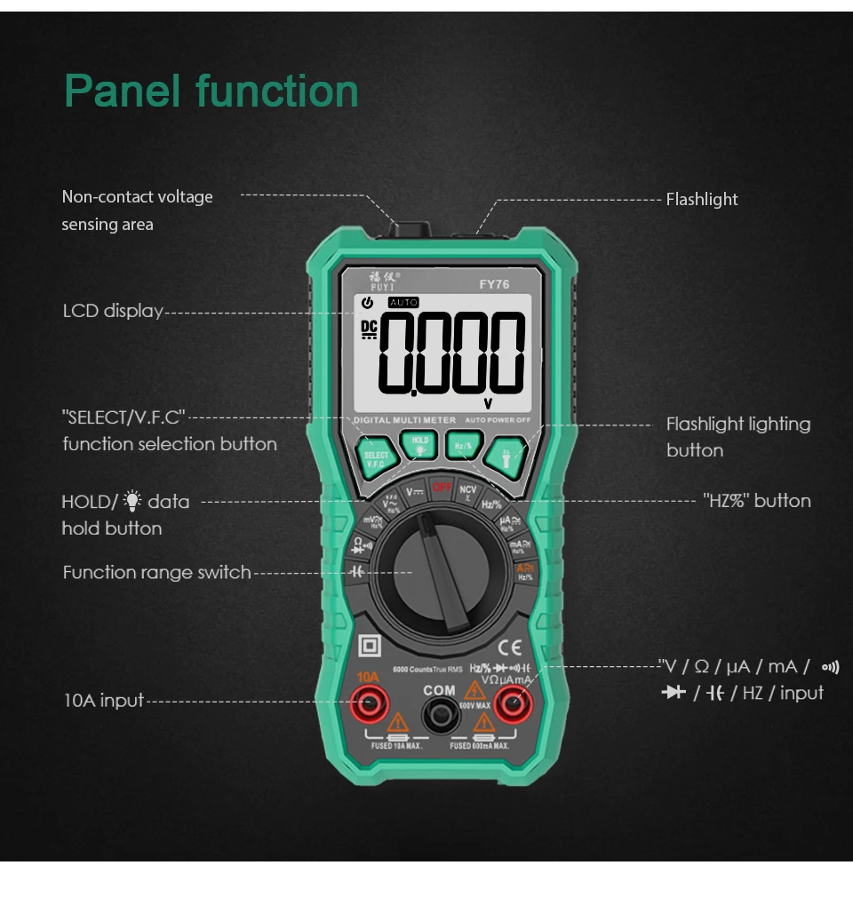 6000 counts Multimeter NCV Digital Multimeter True-RMS Auto Ranging AC/DC Voltage Meter Multimetro Digital Multimetr Voltmeter