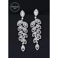 aazuo 18k white gold real diamonds 5 0ct full diamonds luxury phoenix tail stud earrings gifted for women wedding party au750