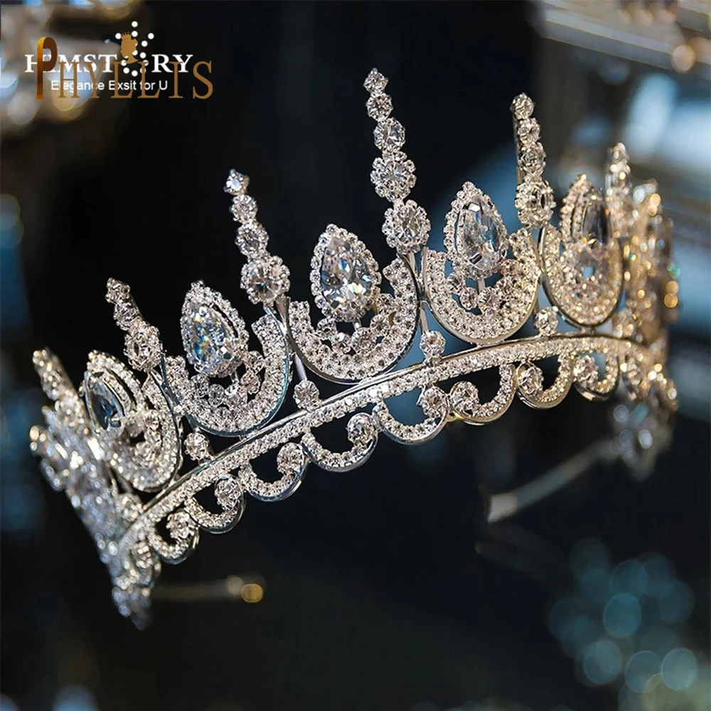 

A24 Amazing Wedding Hair Accessories Zircon Bridal Crown Rhinestone Headband Women Tiara Queen Diadem Hair Jewelry Headwear