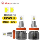 H7 Светодиодные фары 12V 9005 Hb3 высокий свет 25000Lm Csp 9006 Hb4 лед лампы 6000K H8 H9 H11 туман H4 высоких и низких прожектор Bullvision
