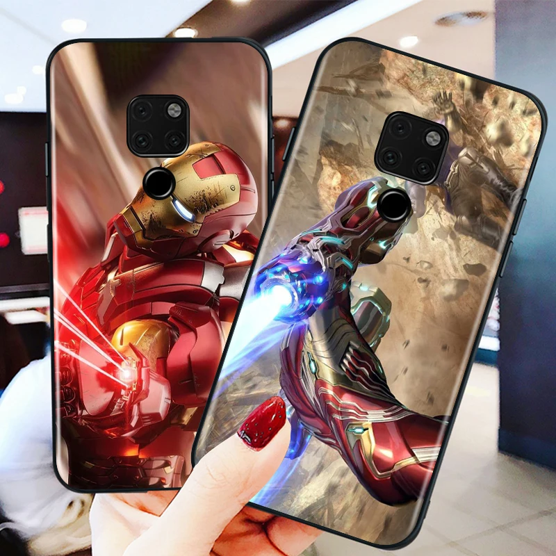 

Marvel Iron Man for Huawei Mate 40 RS 30 20 X 10 P Smart Z S Lite Pro Plus 2021 2020 Black Phone Case