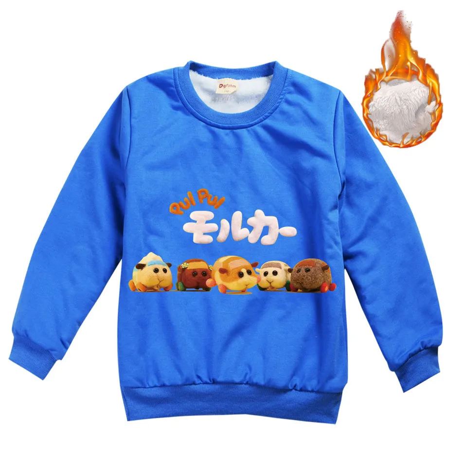 

2-13Y Boys Girl Japan Anime PUI PUI Molcar Print Sweatshirts Children Kids Thicken Warm Pullover Baby Outerwear Clothes Tops
