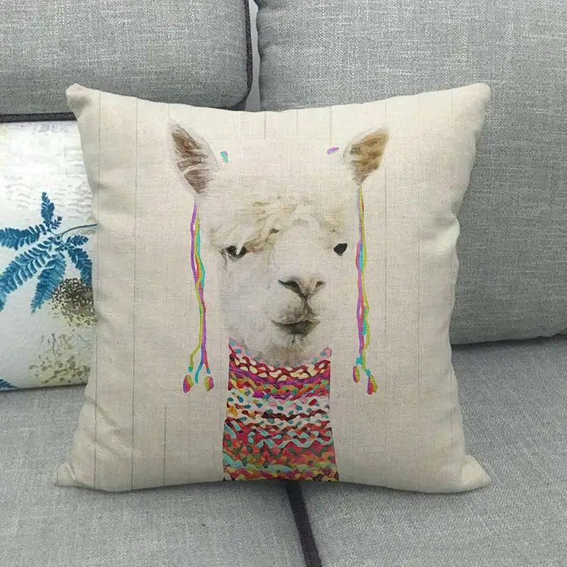 45 см * Прекрасный Альпака с изображением зверей из льна/хлопок Чехлы на диванные