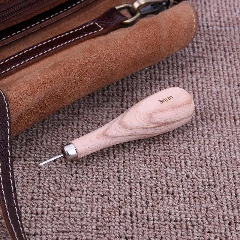 Профессиональный набор Шил Для шитья кожи 3 мм 4 5/6 деревянная ручка для пробивки