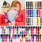 Косички для наращивания волос 24 дюйма синтетические канекалоновые волосы афро розовые Зеленые Синие Омбре кроше джамбо волосы для детей косички Alororo