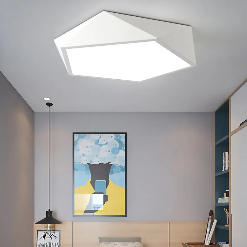 Черный железный деревянный геометрический потолочный светильник для спальни