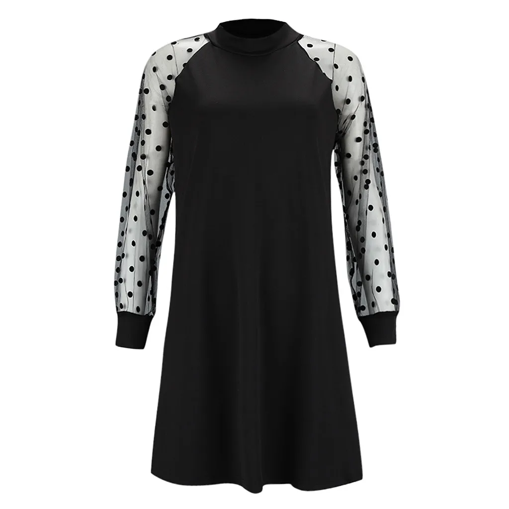 Соблазнительное женское черное мини-платье осенние элегантные сетчатые платья в