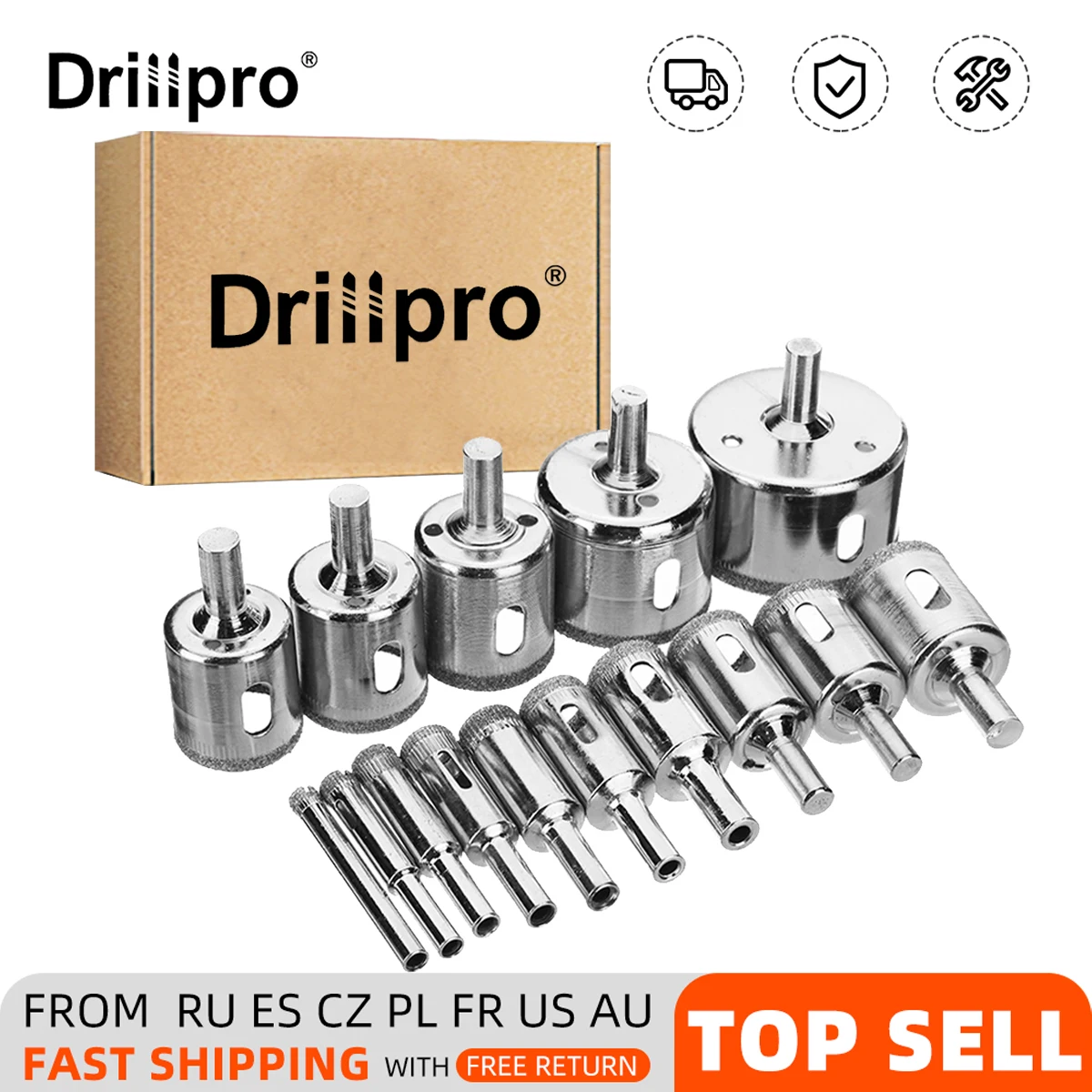 Набор алмазных сверл Drillpro DB HS1 6 50 мм 15 шт.|Сверла| |