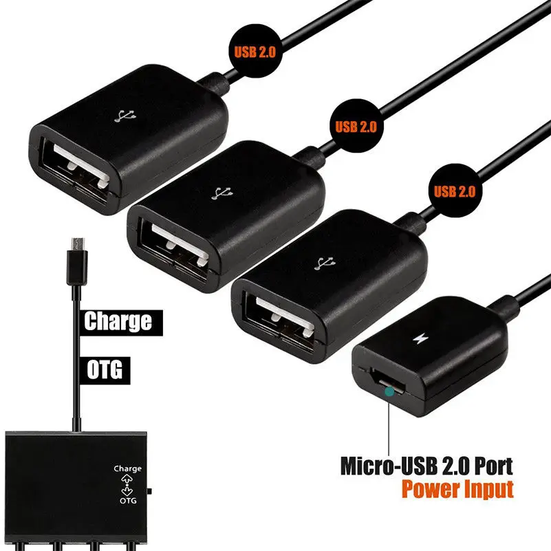 Micro usb хаб адаптер питания 3 портовый зарядный кабель для Fire Stick USB OTG HUB Orange Pi ODROID Banana
